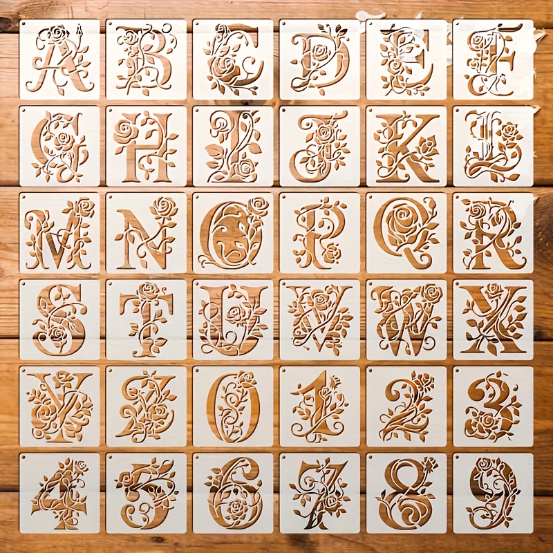 Photography Font - Set di 36 Stencil Floreali con